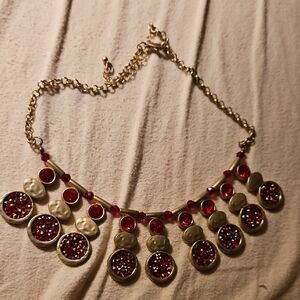Elegant Gold and Red Statement Necklace